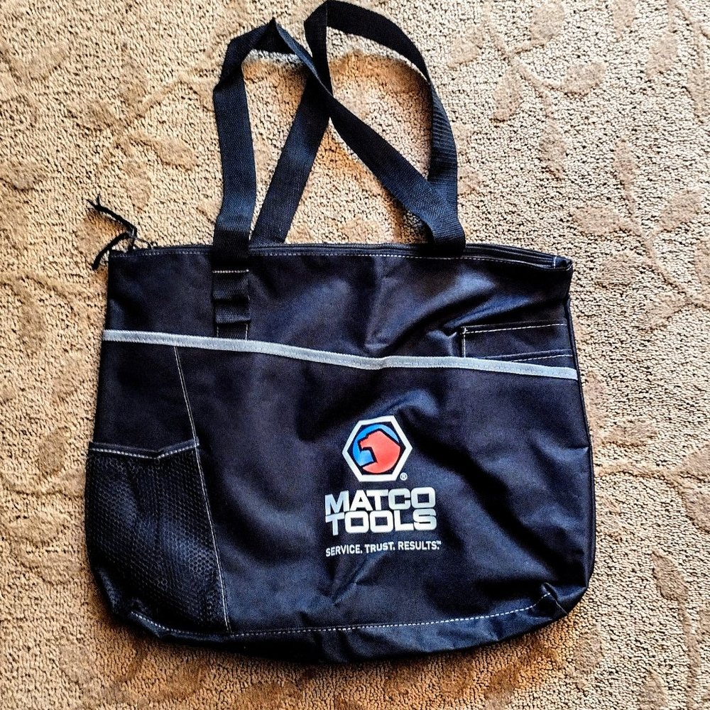 MATCO TOOLS ~ Collector Tote, Black Canvas, Zipper, 5 Pockets,  Dbl Straps, NEW!